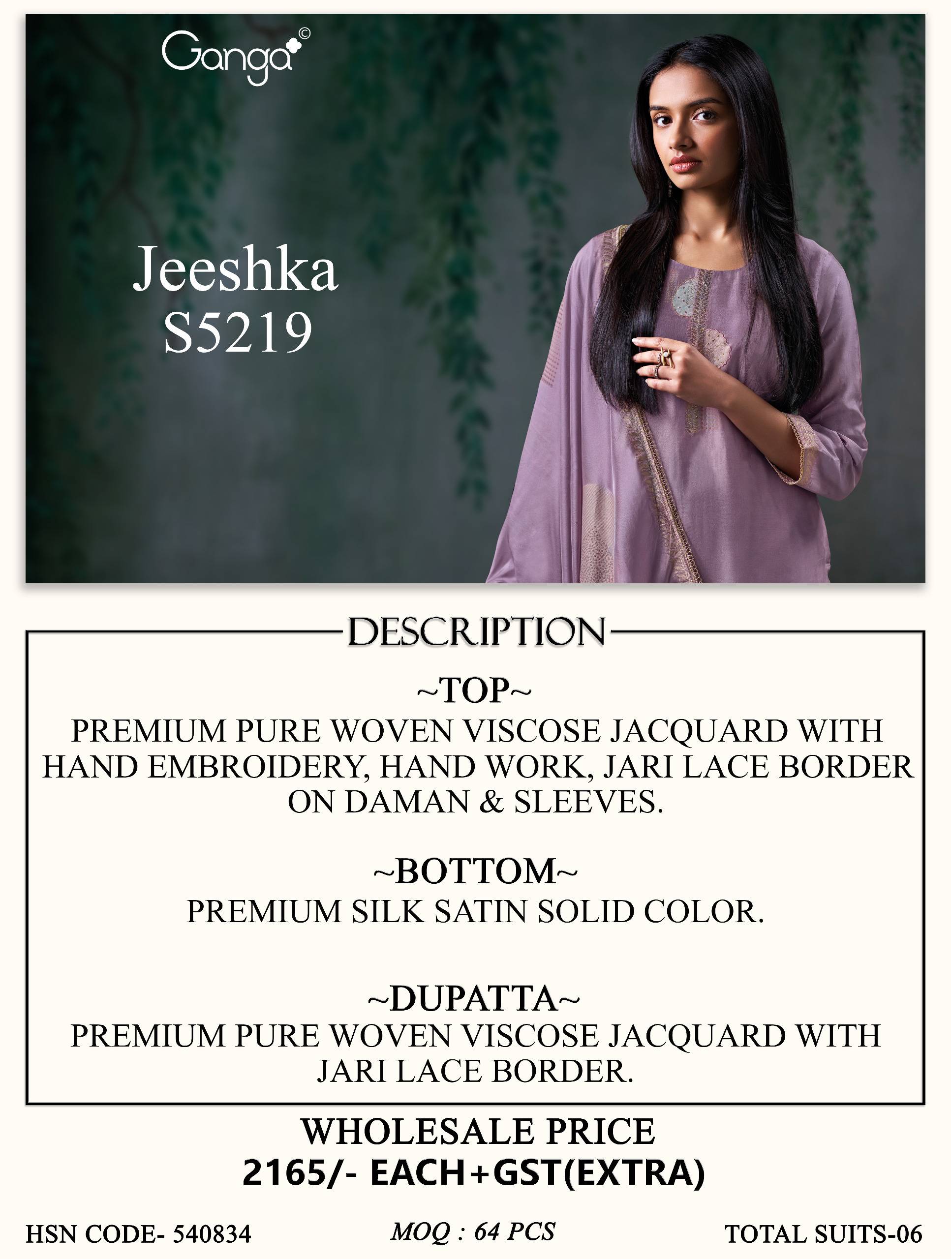 JEESHKA 5219 SERIES BY GANGAFASHION Stylish Beautiful Colourful VISCOSE JACOUARD Dresses At Wholesale Price